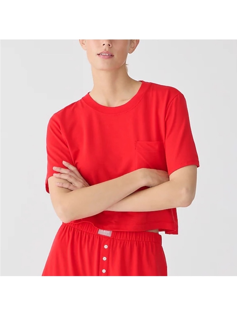JCREW Dreamiest Short-Sleeve Boxer Short Set Festival Red